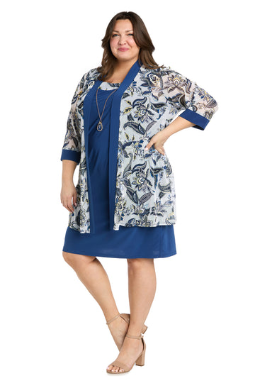 R&M Richards 1923W Short Plus Size Printed Jacket Dress