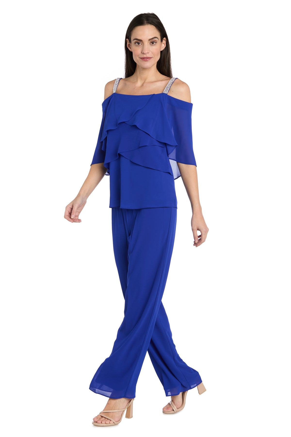 R&M Richards 1939 Long Ruffle Formal Pant Suit