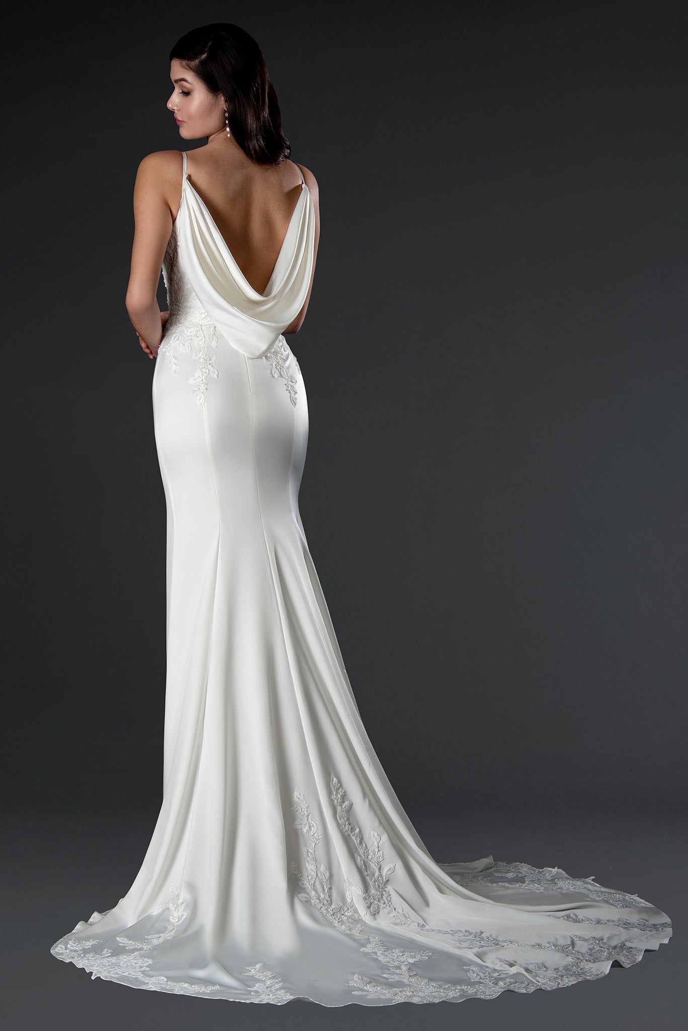 Wedding Dresses Long Floral Slit Wedding Dress Off White