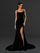 Wedding Dresses Long Floral Slit Wedding Dress Black