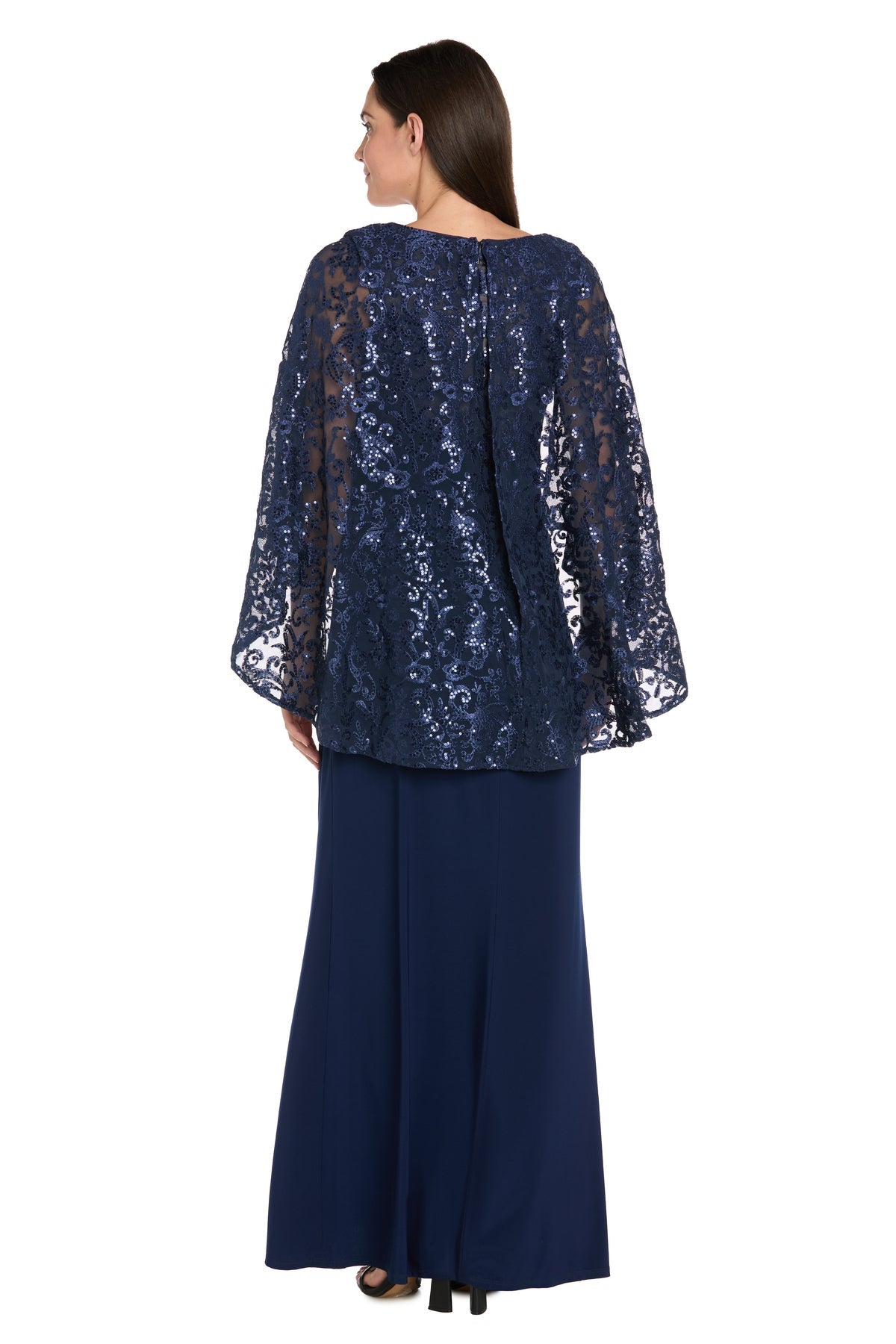 Prom Dresses Sequin Cape Formal Long Prom Dress Navy/Nude