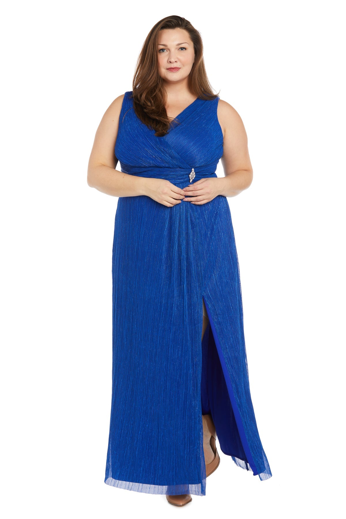 R&M Richards 1951W Long Metallic Formal Plus Size Dress