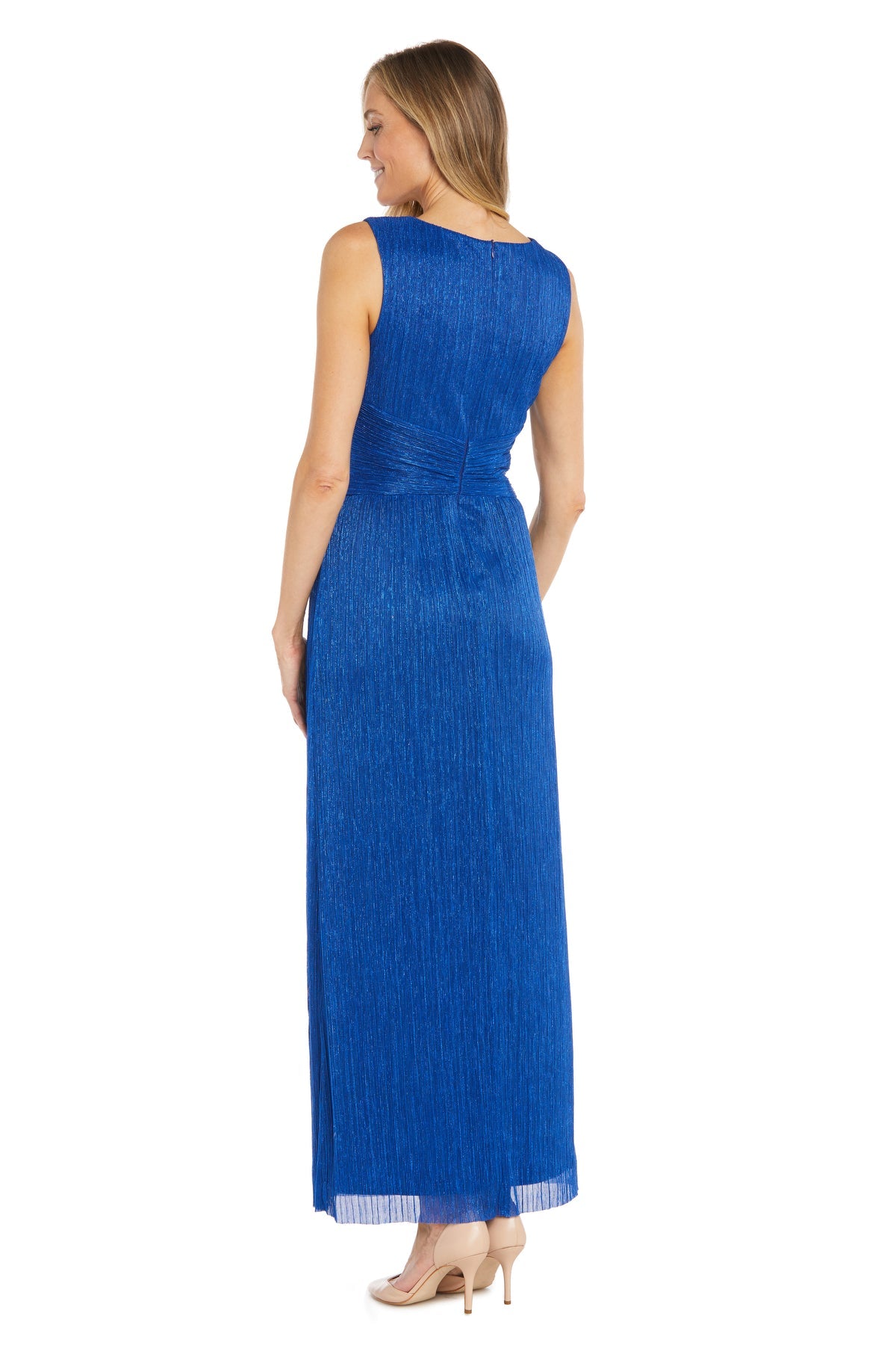 R&M Richards 1951 Long Metallic Pleated Formal Dress