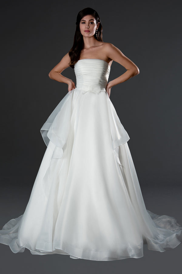 Long Bridal Simple Layered Wedding Dress