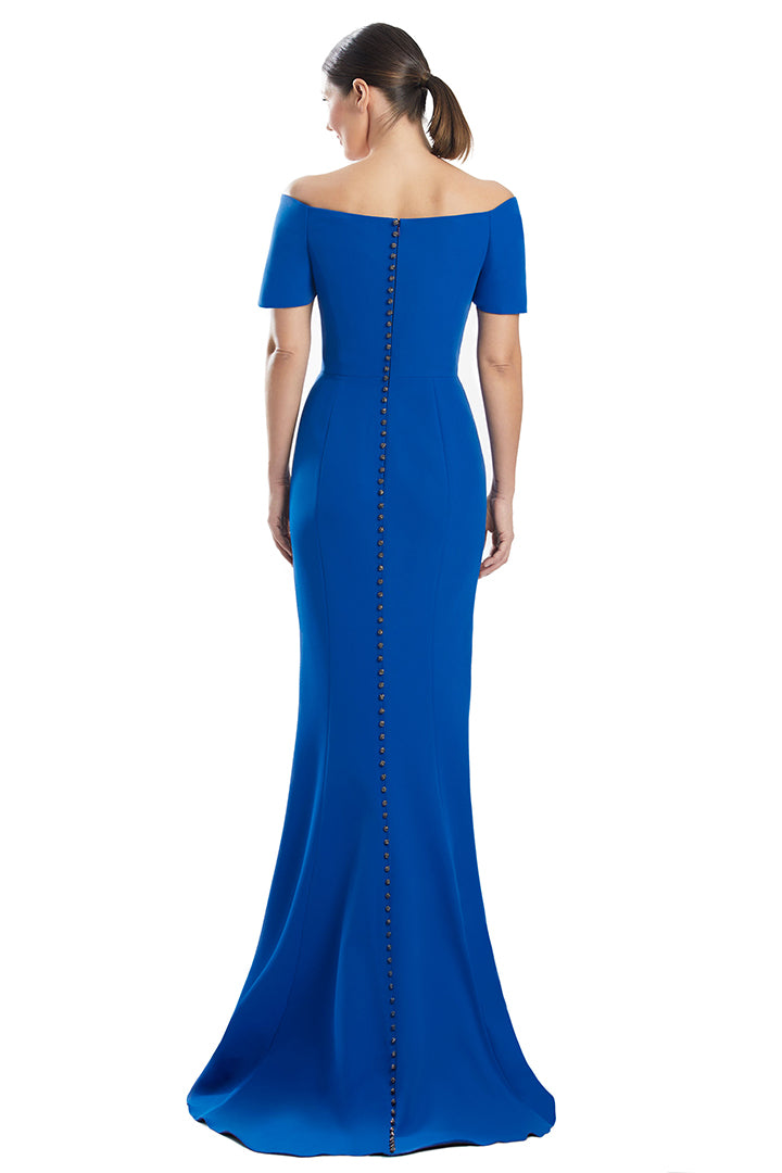 Formal Dresses Long Formal Beaded Button Evening Dress Blue