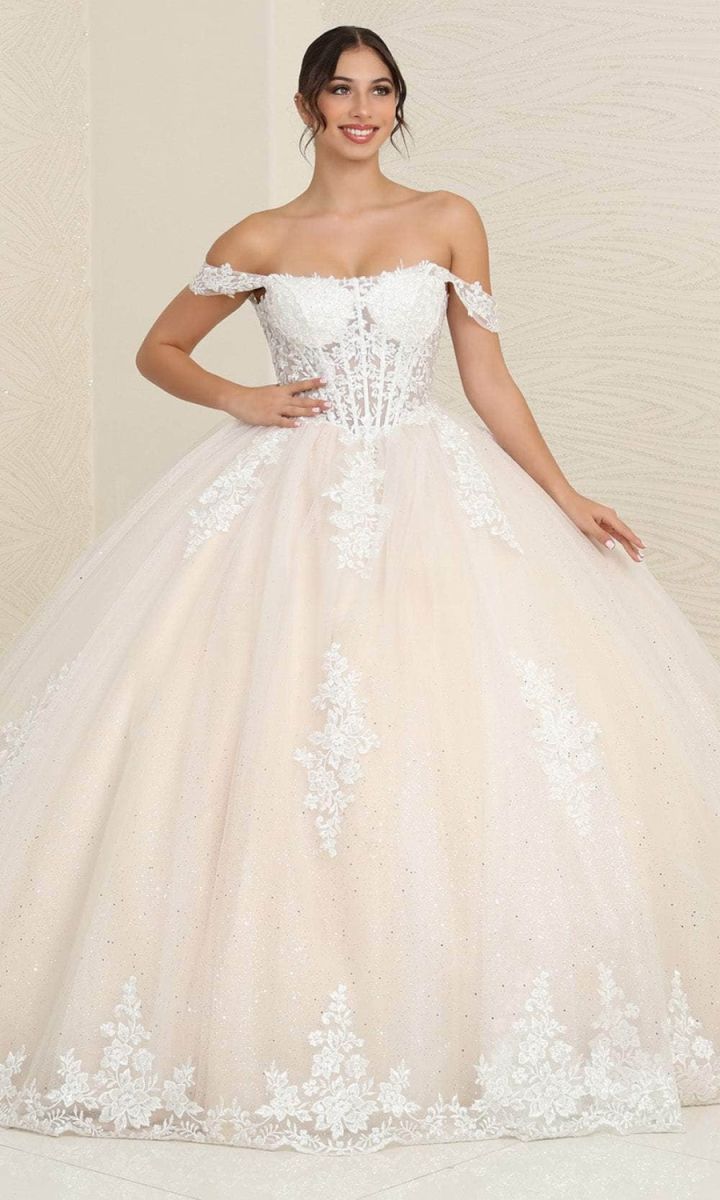 Off-the-Shoulder Floor-Length Tulle Quinceañera Ball Gown May Queen LK253