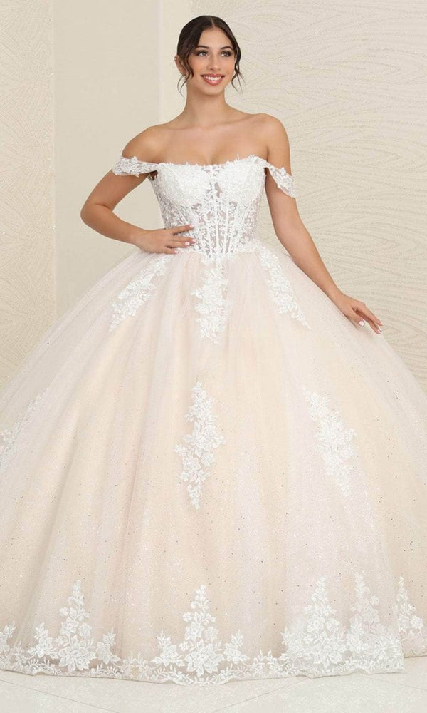 Off-the-Shoulder Floor-Length Tulle Quinceañera Ball Gown May Queen LK253
