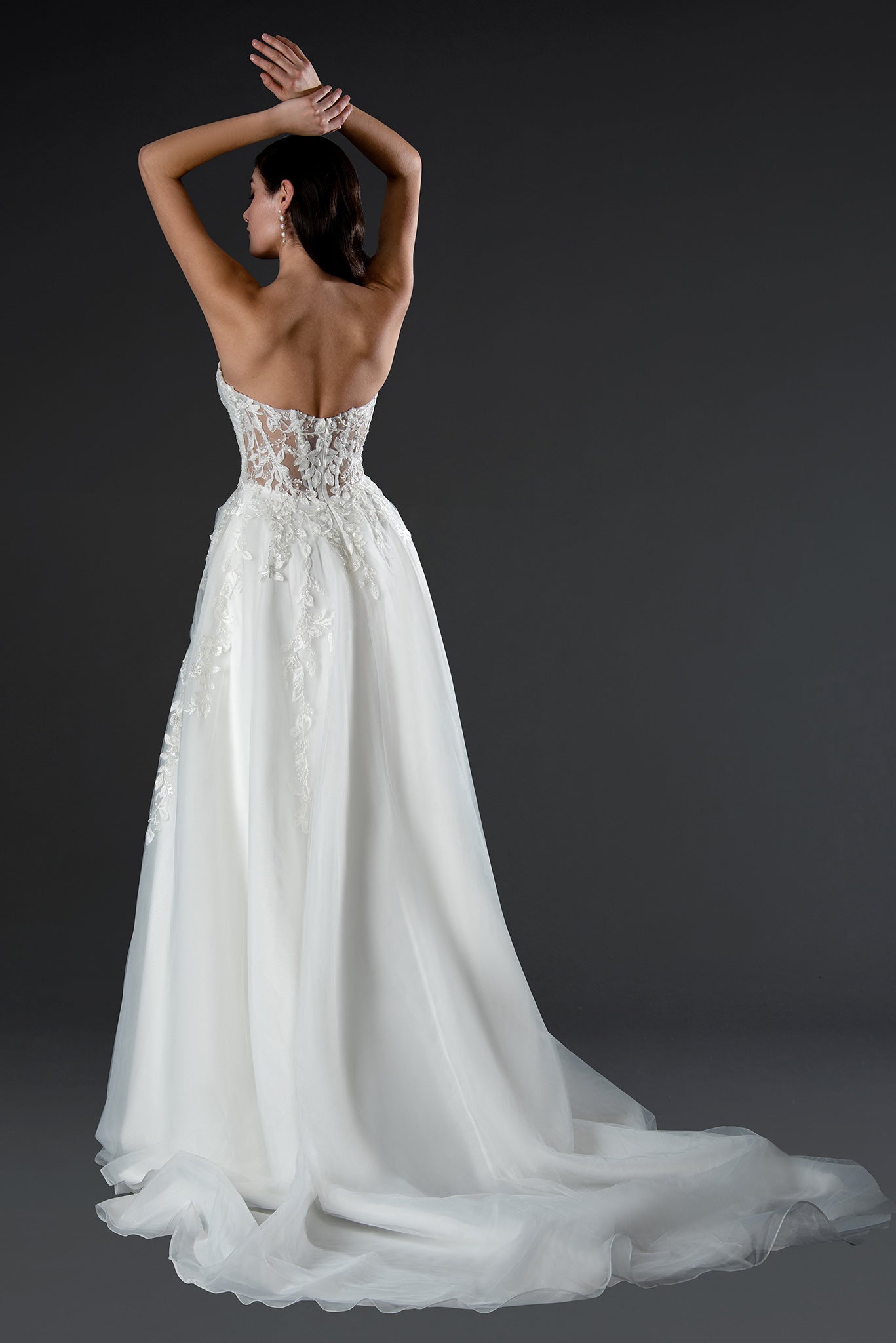 Stella Couture 23569 Beaded Lace Applique Long Wedding A Line Dress