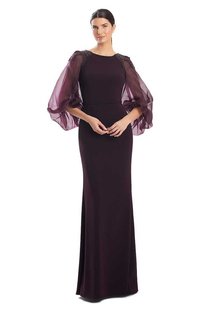 Mother of the Bride Dresses Long Fitted Fornal Beaded Evening Dress Aubergine