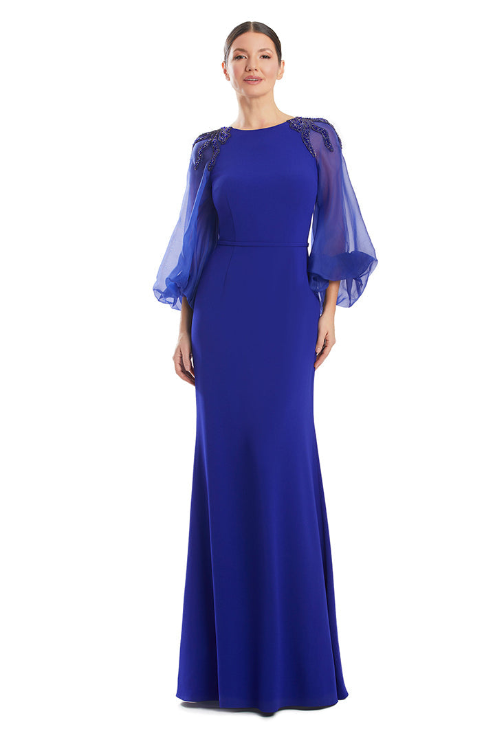 Mother of the Bride Dresses Long Fitted Fornal Beaded Evening Dress Sapphire
