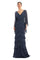 Mother of the Bride Dresses Beaded Long Sleeve Formal Tiered Evening Dress Graphite