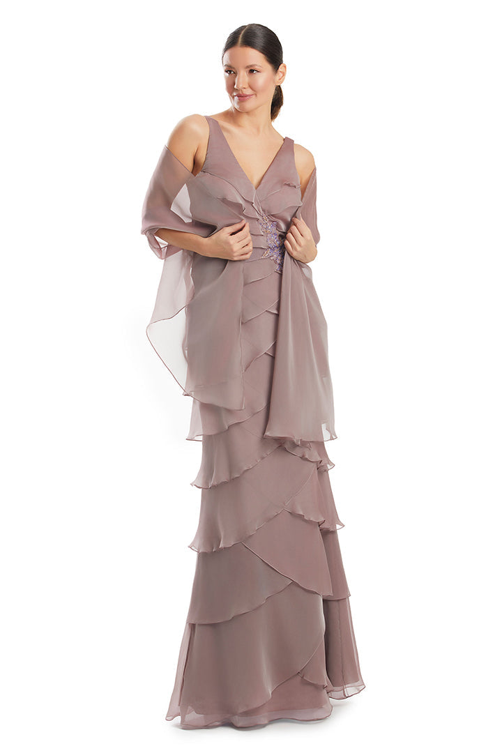Prom Dresses A Line Long Formal Layered Evening Prom Dress Frosted Mocha
