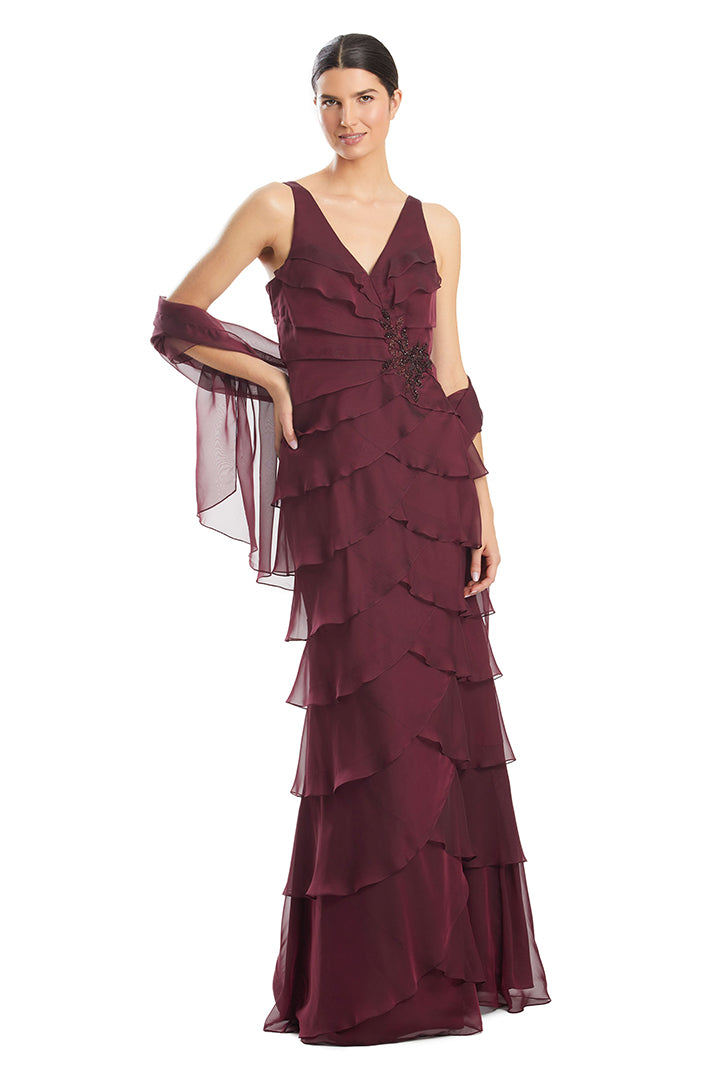 Prom Dresses A Line Long Formal Layered Evening Prom Dress Wine