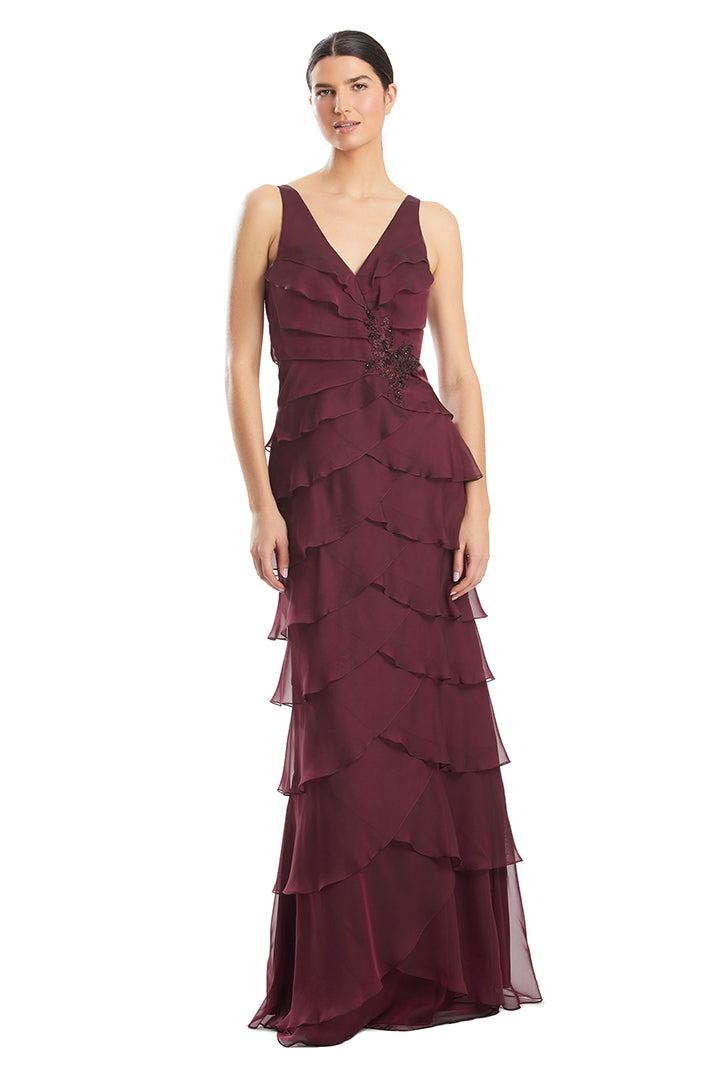 Prom Dresses A Line Long Formal Layered Evening Prom Dress Wine