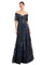 Prom Dresses Long Formal Floral Print Ball Gown Prom Dress Navy