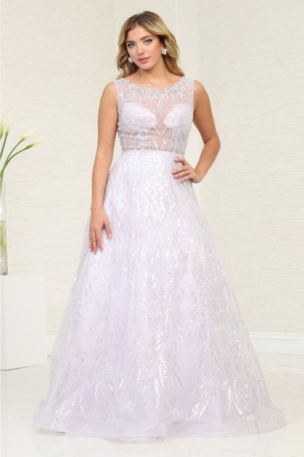 Illusion Floor-Length Tulle Prom A-Line May Queen RQ8081
