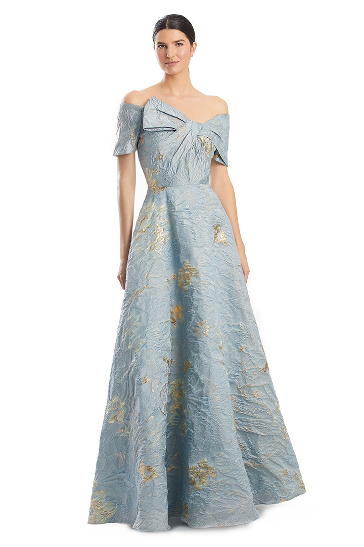 Prom Dresses Long Ball Gown Pocket Evening Dress Pale Blue/Gold
