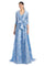 Formal Dresses Long Two Piece Ball Gown Printed Formal Jacket Dress Periwinkle/Multi