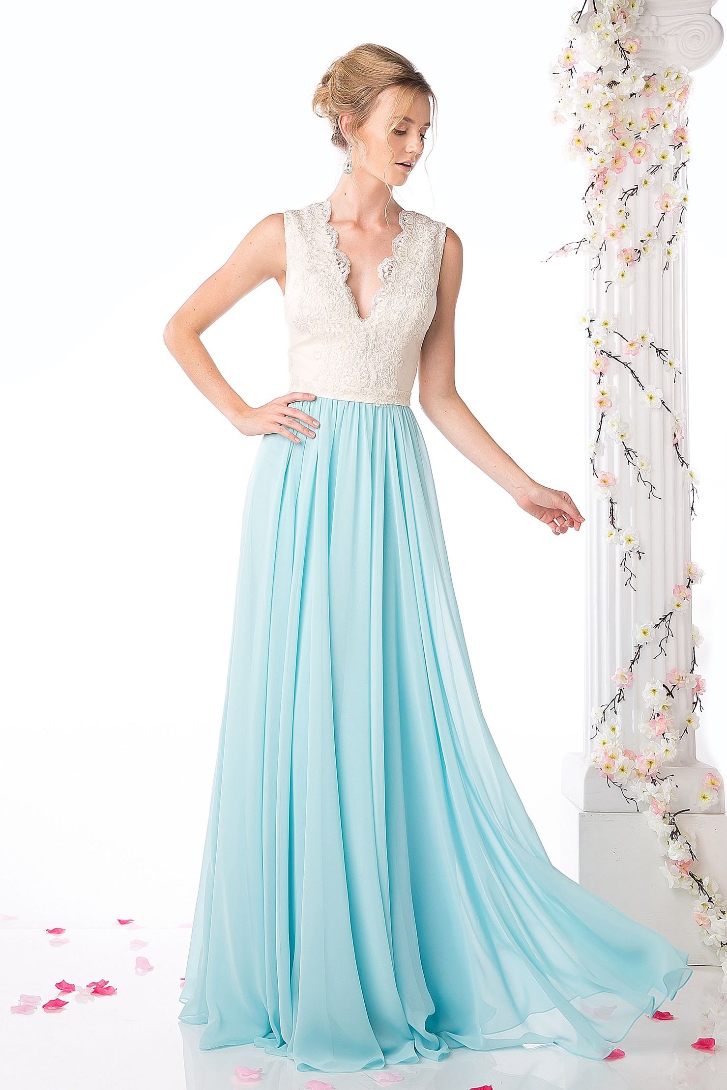 Prom Dresses Long Formal Lace Evening Prom Dress Ivory Mint