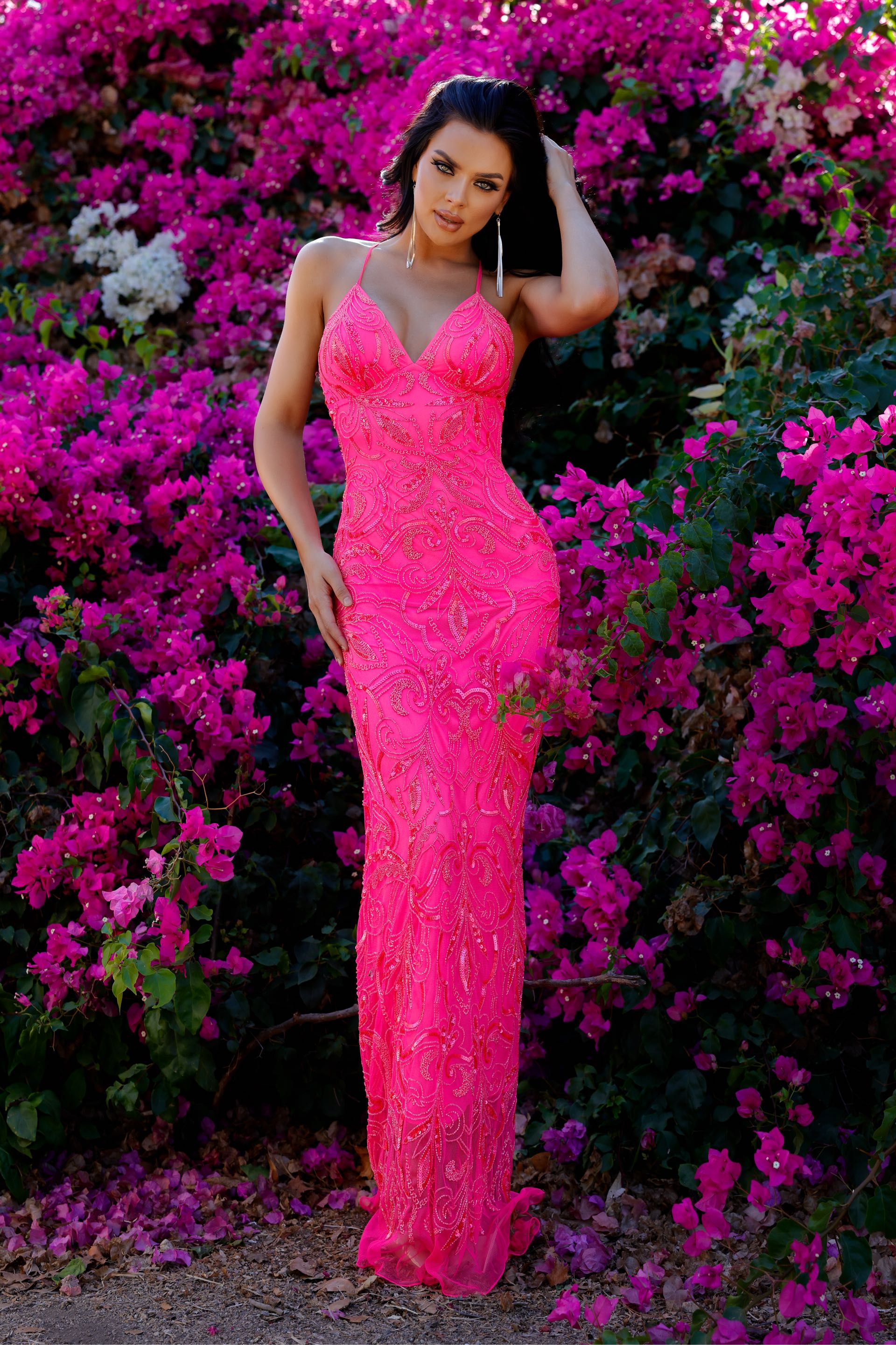Prom Dresses Long Sequin Formal Prom Dress Romantic Pink