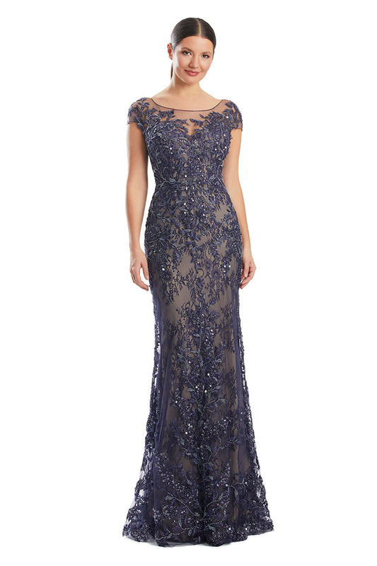 Mother of the Bride Dresses Beaded Applique Long Mother of the Bride Formal Dress Navy