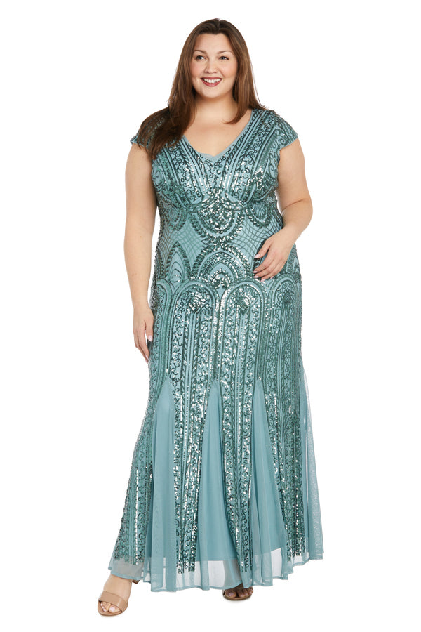 Plus Size Long Beaded Dress Formal R&M Richards 1975W