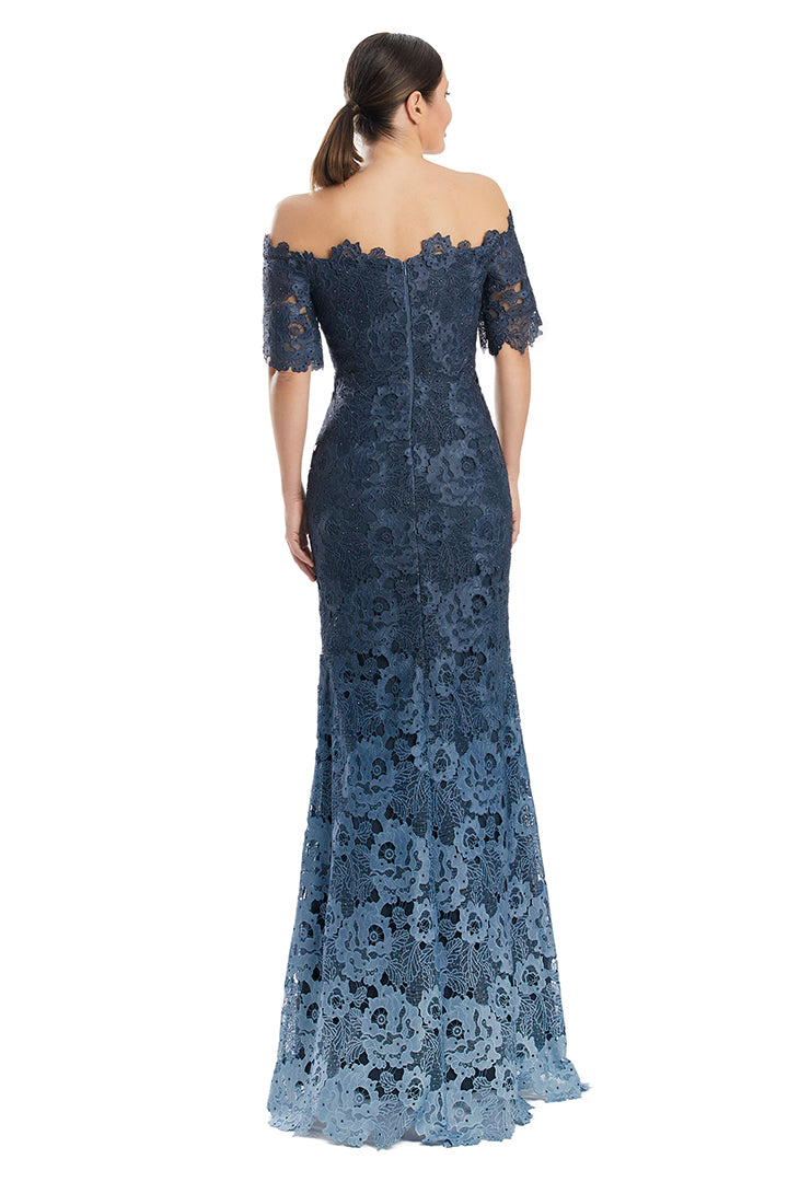 Formal Dresses Beaded Long Formal Ombre Lace Evening Dress Graphite Ombre