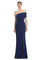 Formal Dresses Fitted Long Formal Peplum Evening Dress Navy