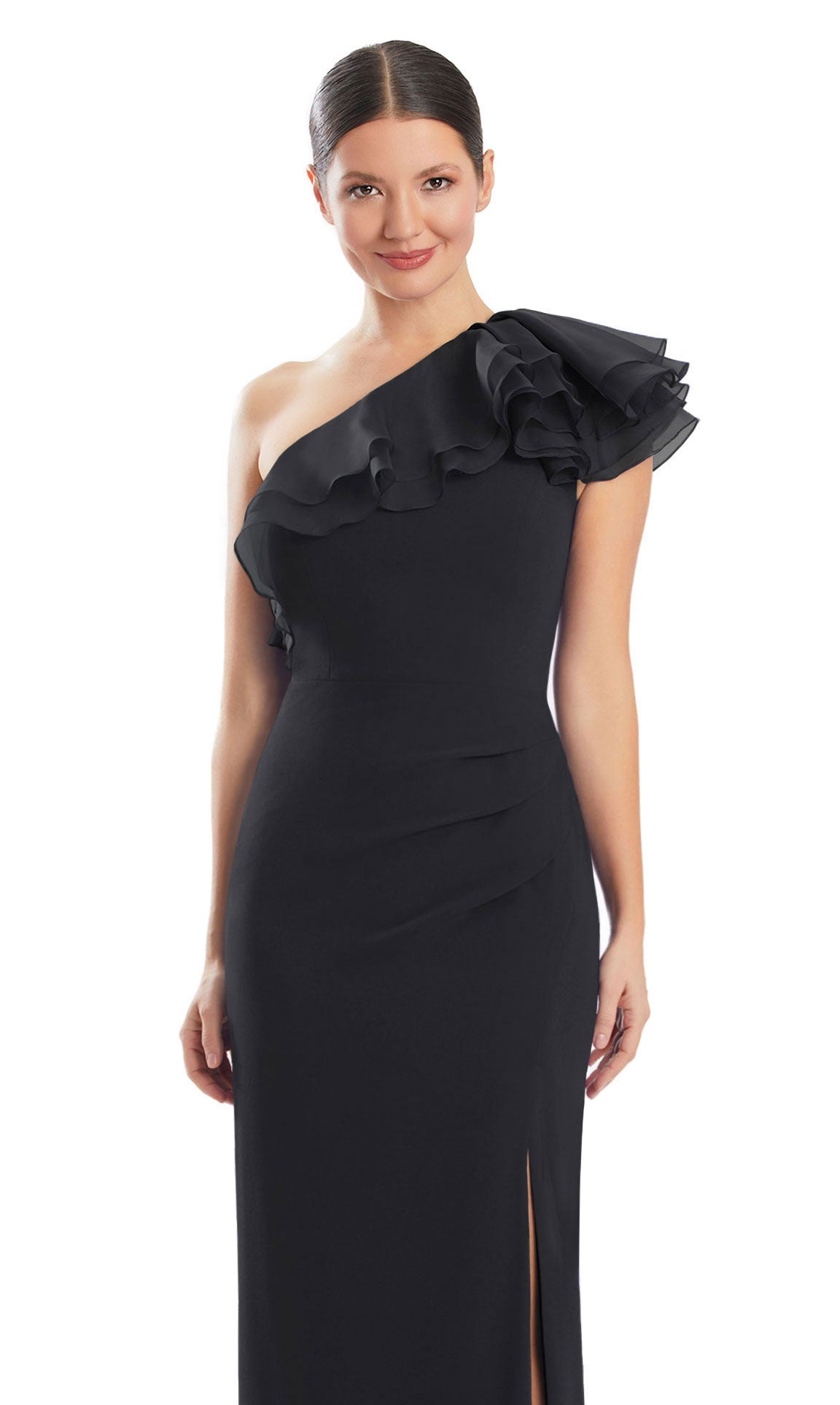 Formal DressesFitted Ruffled Long Formal Evening Dress Black