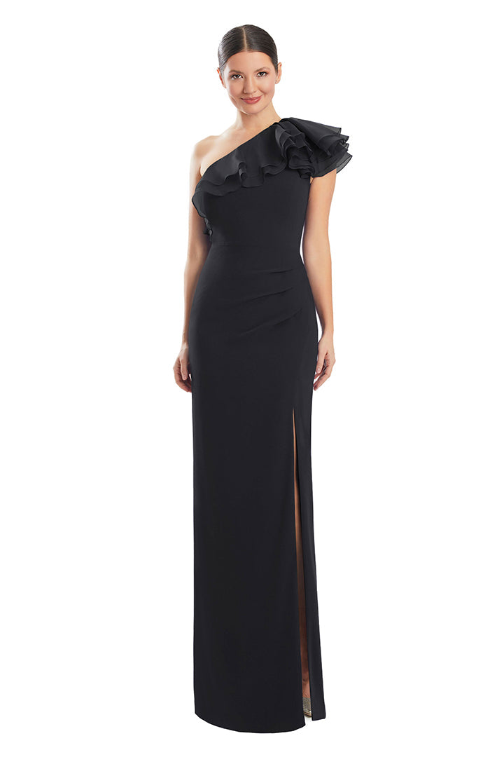 Formal DressesFitted Ruffled Long Formal Evening Dress Black