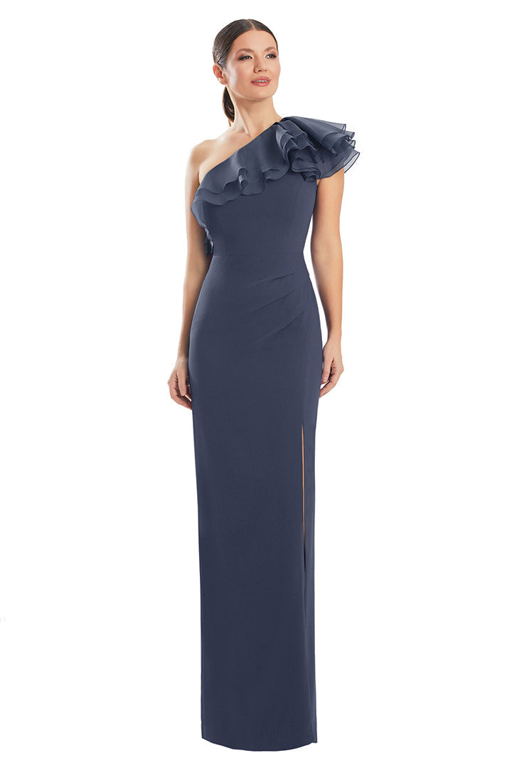 Formal DressesFitted Ruffled Long Formal Evening Dress Graphite