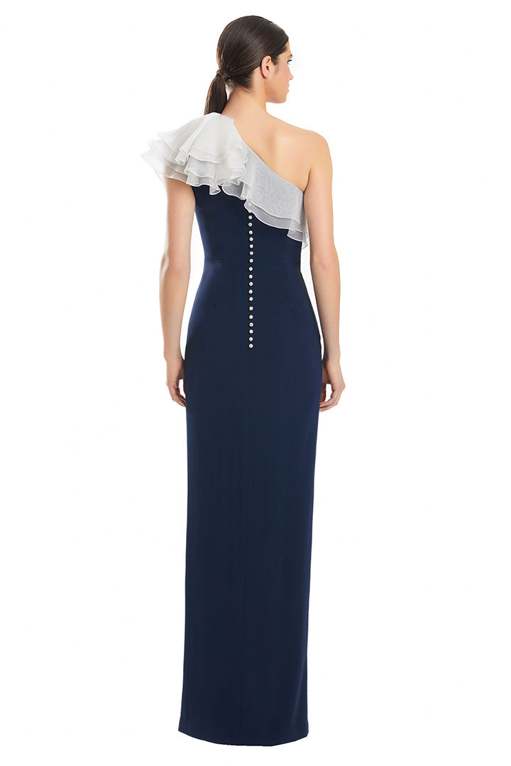 Formal DressesFitted Ruffled Long Formal Evening Dress Midnite/White