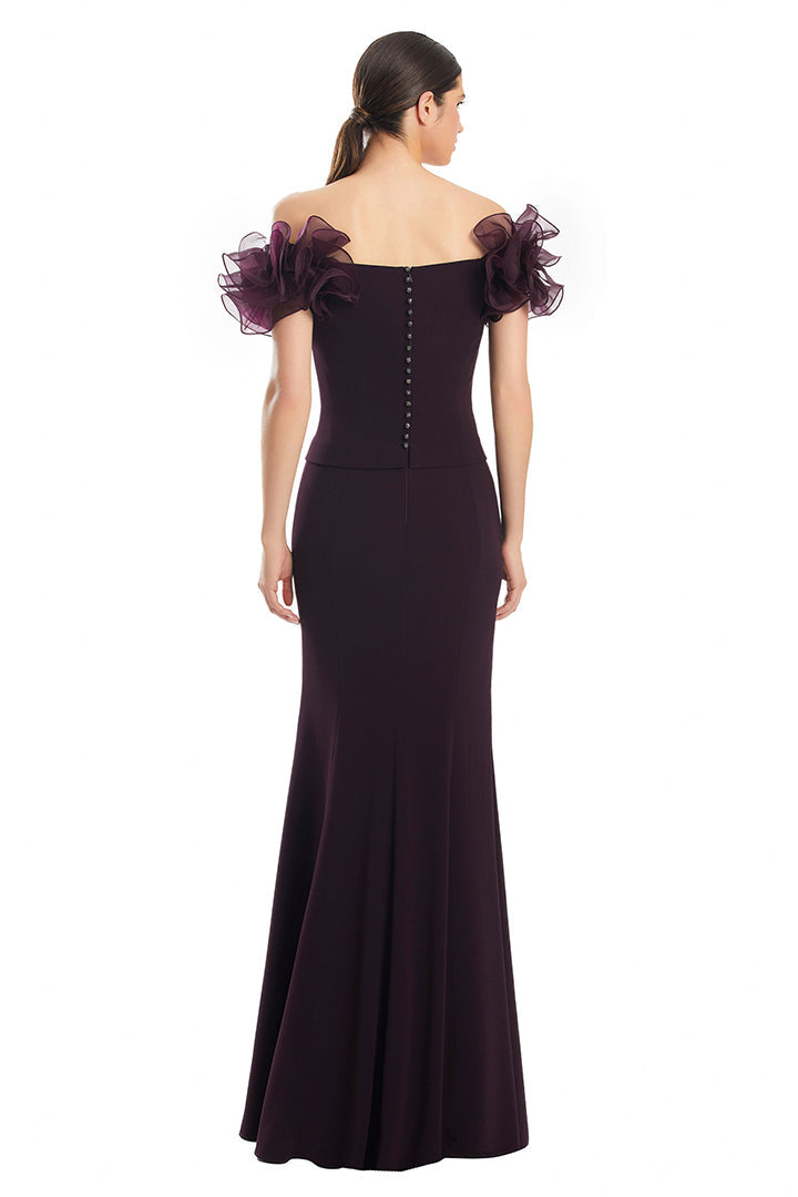 Formal Dresses Formal Long Fitted Ruffled Evening Dress Aubergine