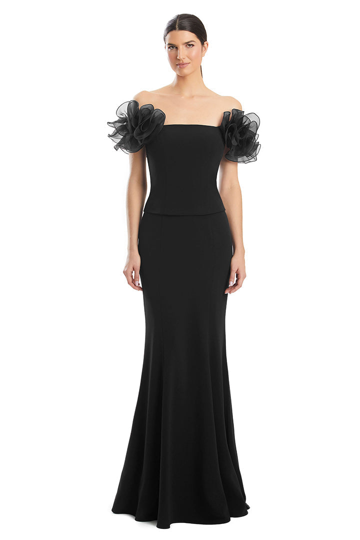Formal Dresses Formal Long Fitted Ruffled Evening Dress Black