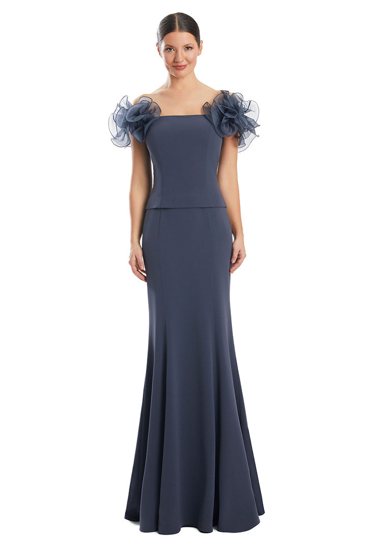 Formal Dresses Formal Long Fitted Ruffled Evening Dress Graphite