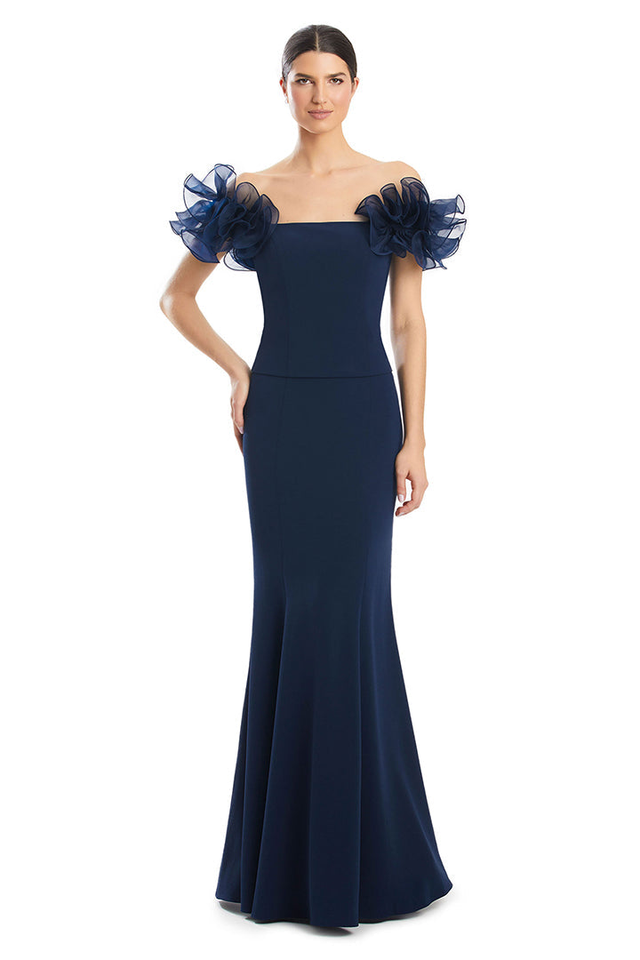 Alexander by Daymor 1983S24 Formal Long Fitted Ruffled Evening Dress
