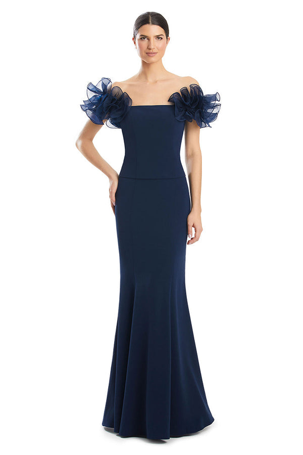 Alexander by Daymor 1983S24 Formal Long Fitted Ruffled Evening Dress