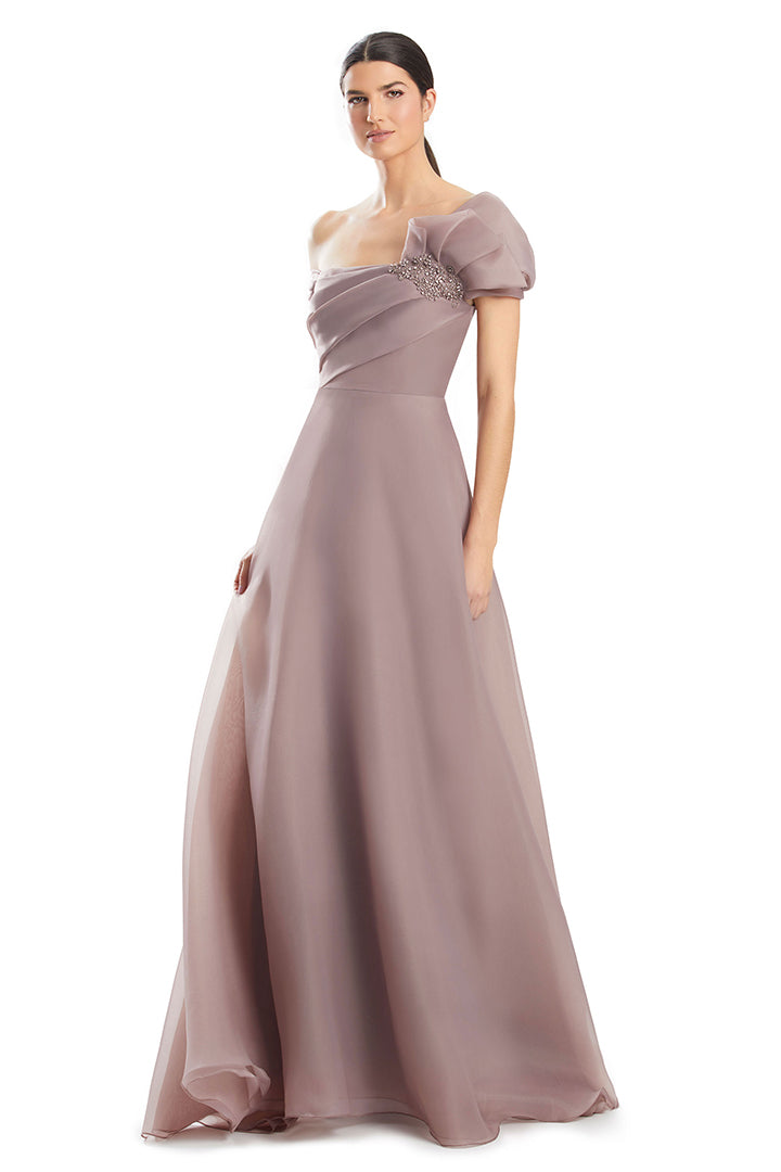 Prom Dresses Pleated Ballgown Long Formal Beaded Prom Dress Frapuccino