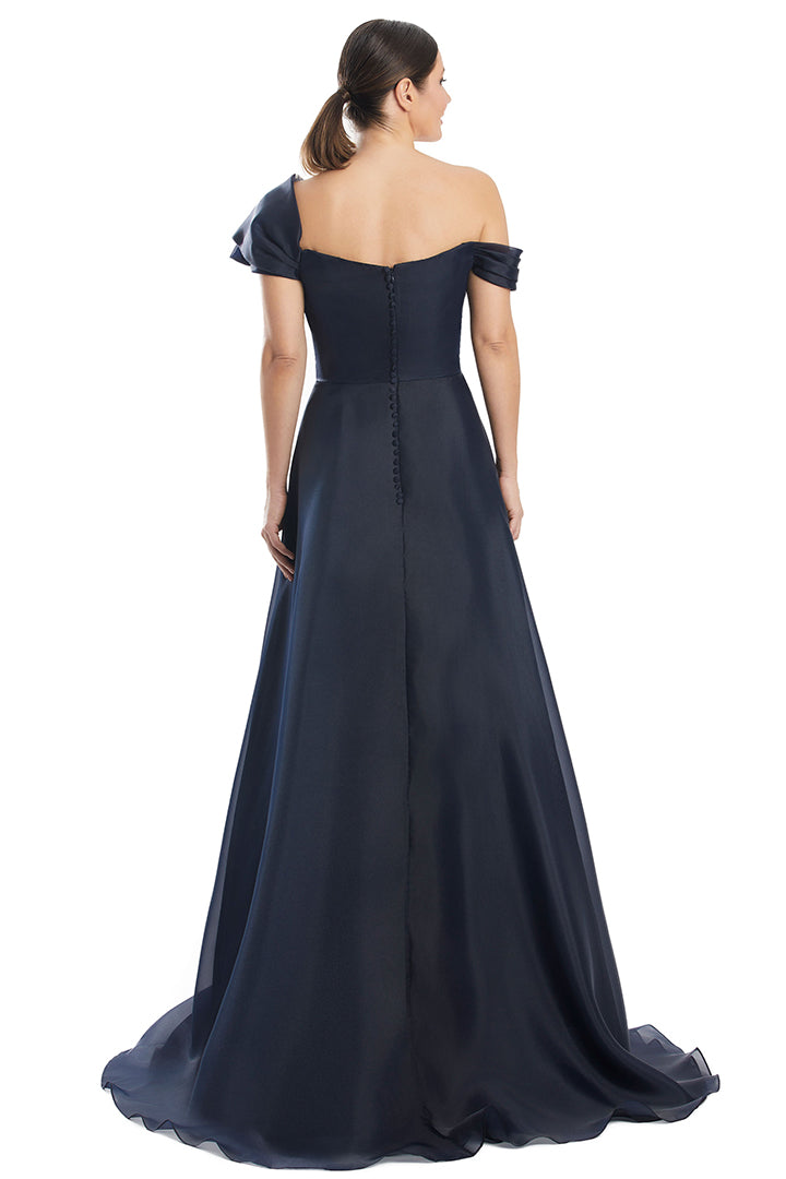 Prom Dresses Pleated Ballgown Long Formal Beaded Prom Dress Navy