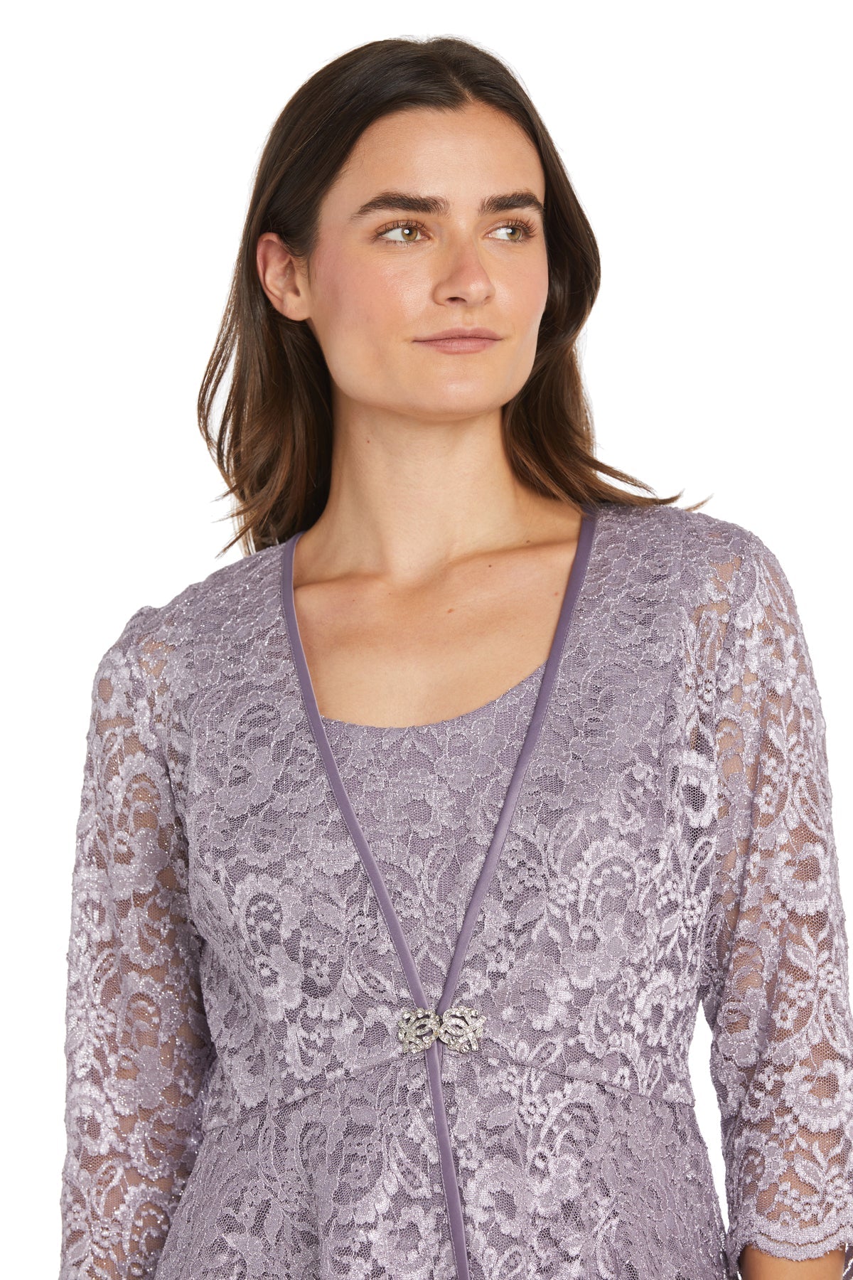 Formal Dresses Glitter Long Overlay Jacket Petite Dress Orchid