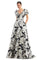 Formal Dresses Beaded A Line Long Floral Evening Formal Dress Black/Cream
