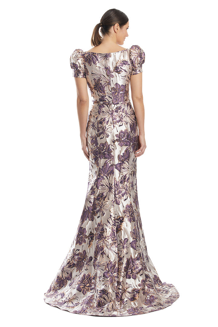 Alexander by Daymor 1989S24 Metallic Long Formal Fitted Floral Evening Dress