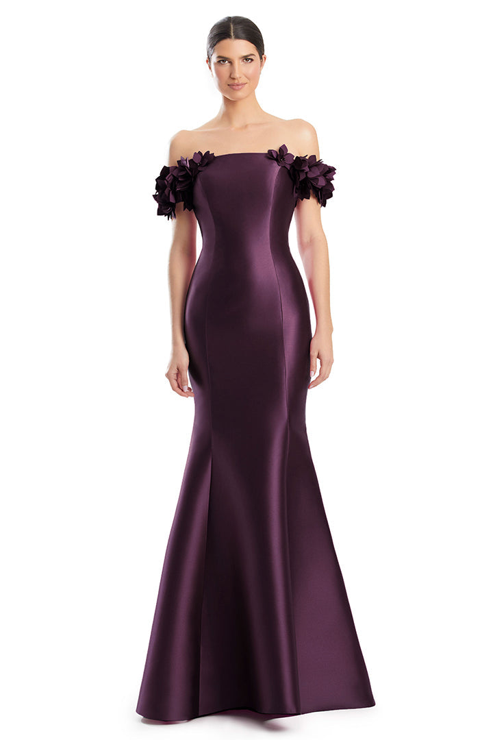 Prom Dresses Long Formal Floral Applique Mermaid Prom Dress Plum