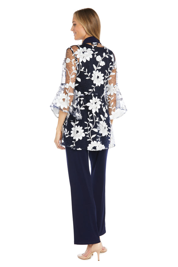 Pant Suit Flong Long Formal Pant Suit  Navy/White