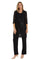 Pant Suit Long Formal Metallic Lace Pant Suit Black