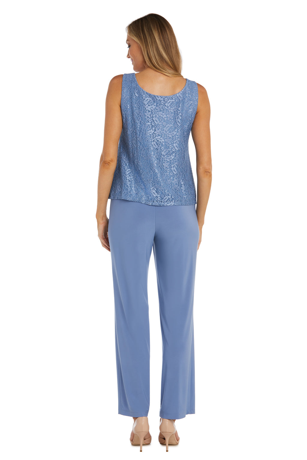 R&M Richards RM1993 Mother of the Bride Long Jacket Pant Suit in Dusty Blue