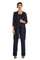 Pant Suit Long Formal Metallic Lace Pant Suit Navy