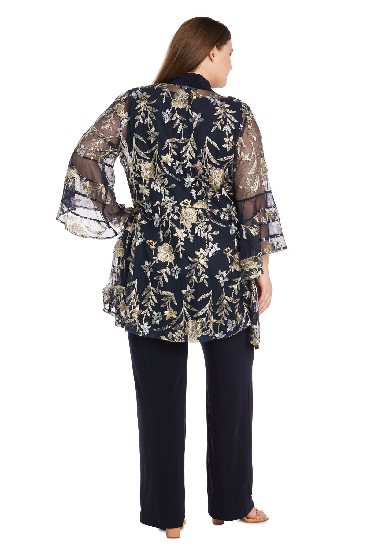 Pant Suit Long Metallic Pant Suit Plus Size Dress Navy/Gold