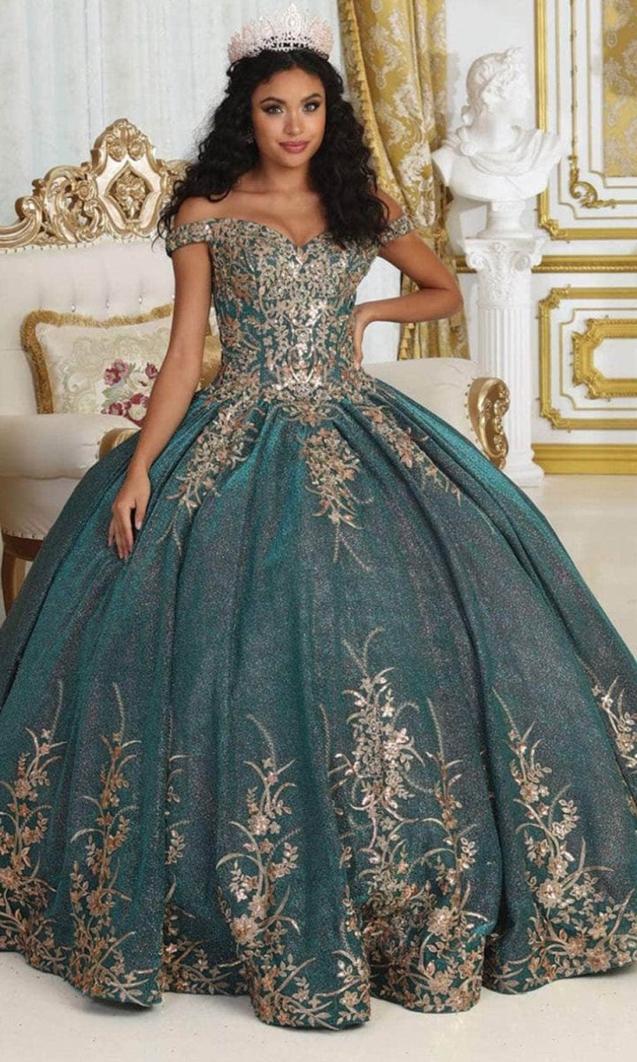 Off-the-Shoulder Floor-Length Tulle Quinceañera Ball Gown May Queen LK220