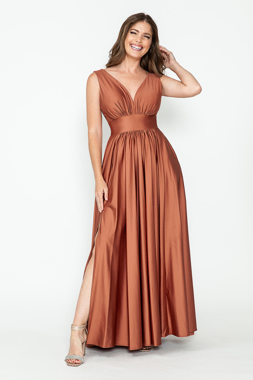 Formal Dresses Pleated Formal A Line Long Dress Lenovia 5232 Sienna